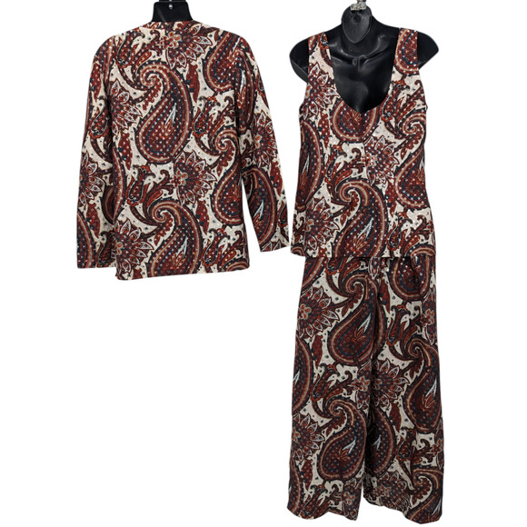 SALE Groovy Vintage 70's Metallic Disco Set NR1 NED GOULD Wide Pants Tank Jacket - Picture 4 of 12